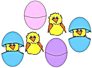 Pom pom chicks in eggs: an alternative to candy