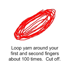 Loop yarn around fingers.